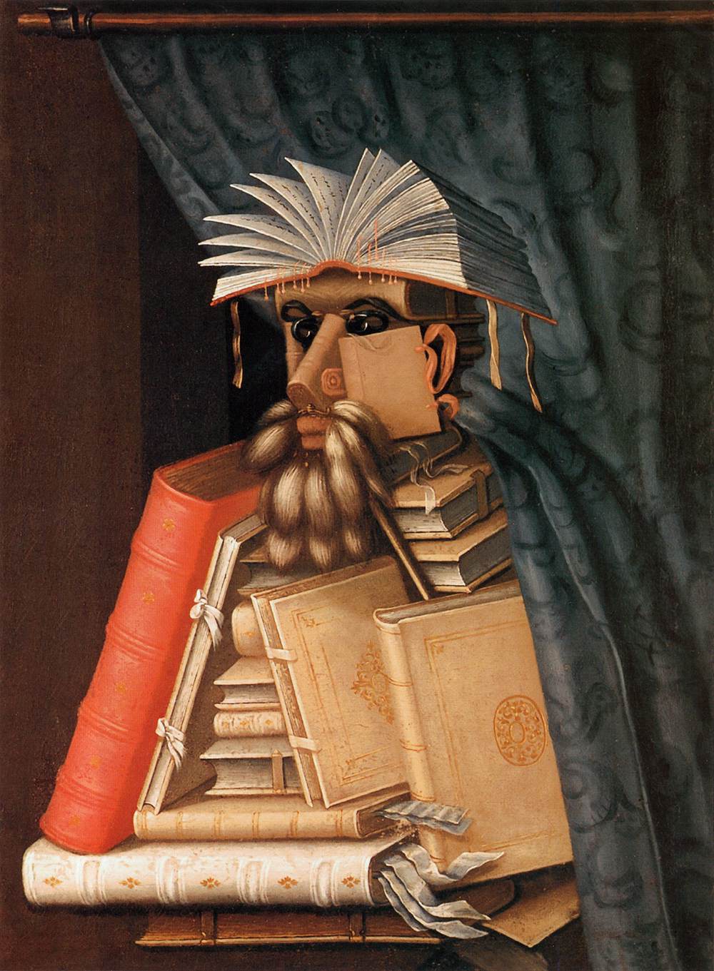 "El bibliotecario", Giuseppe Arcimboldo, 1566. Obra de dominio público.