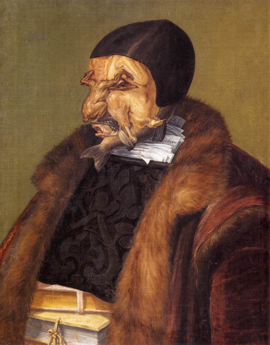 "El jurista", Giuseppe Arcimboldo, 1566. Obra de dominio público.