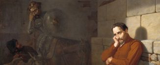 "Miguel de Cervantes imaginando El Quijote", pintura de Mariano de la Roca y Delgado, 1858. Obra de dominio público.