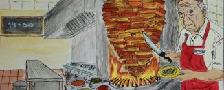 Borges al pastor <small>Cuatro décadas sin Borges</small> Ilustración realizada por Penélope Roldán Álvarez (@peneloperoal)