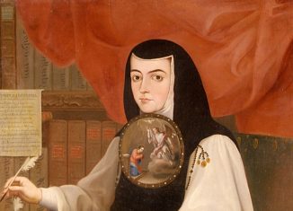 Retrato de Sor Juana Inés de la Cruz por Andrés de Islas, 1772. Obra de dominio público.